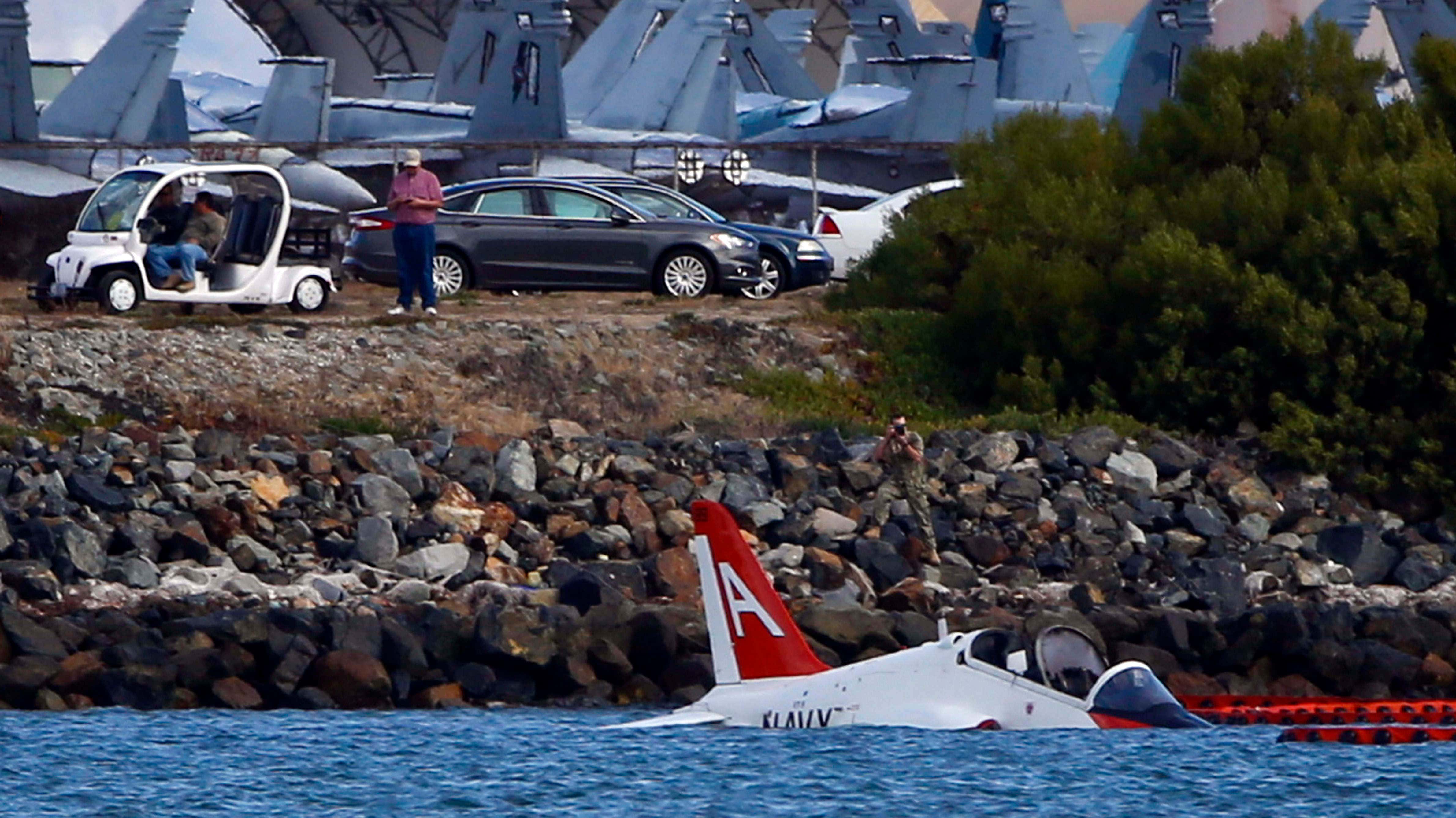 Navy pilot safely ejected before aircraft crashed in California bay