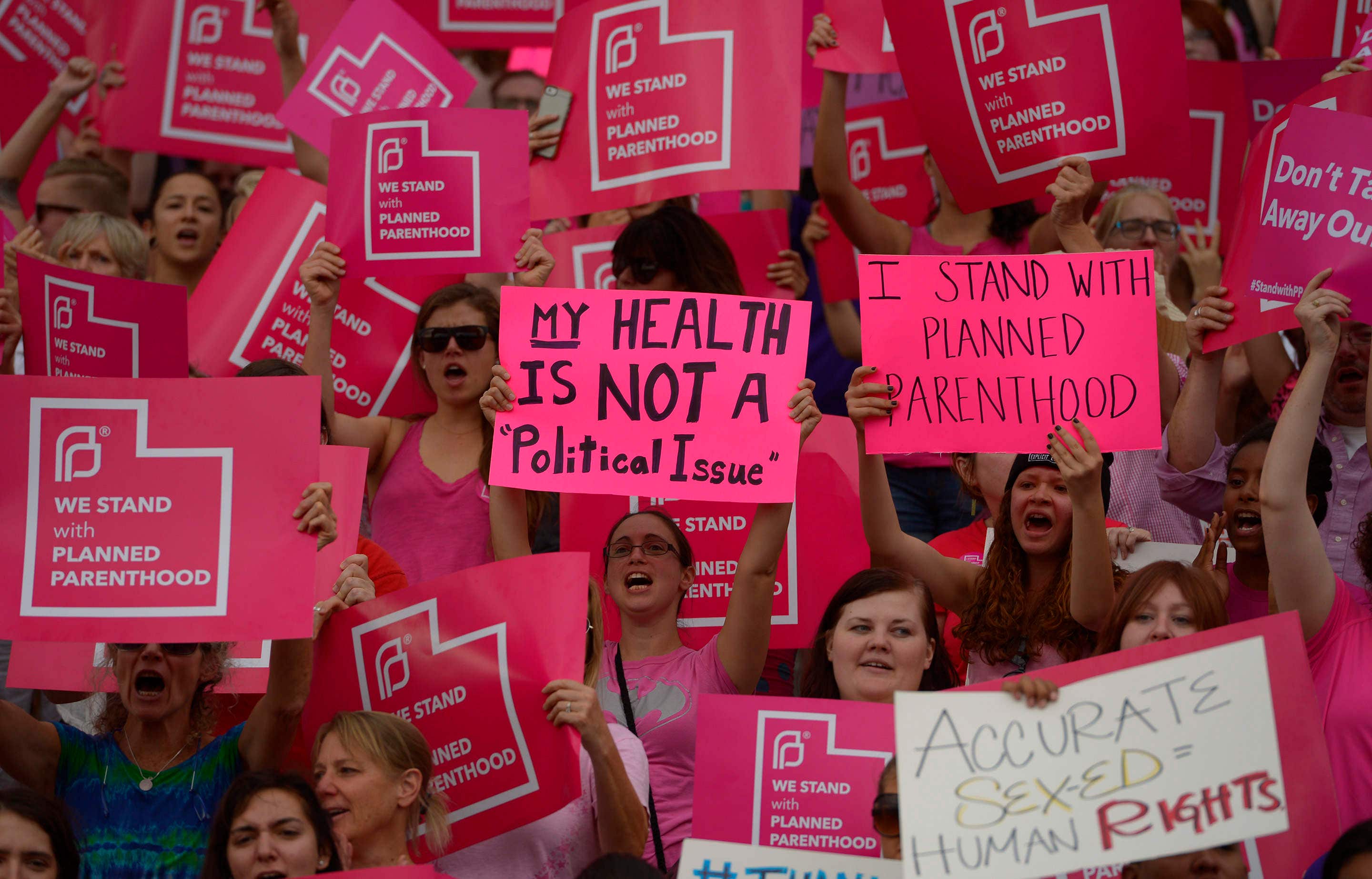 Stand away. Planned Parenthood. Pro choice planned Parenthood.