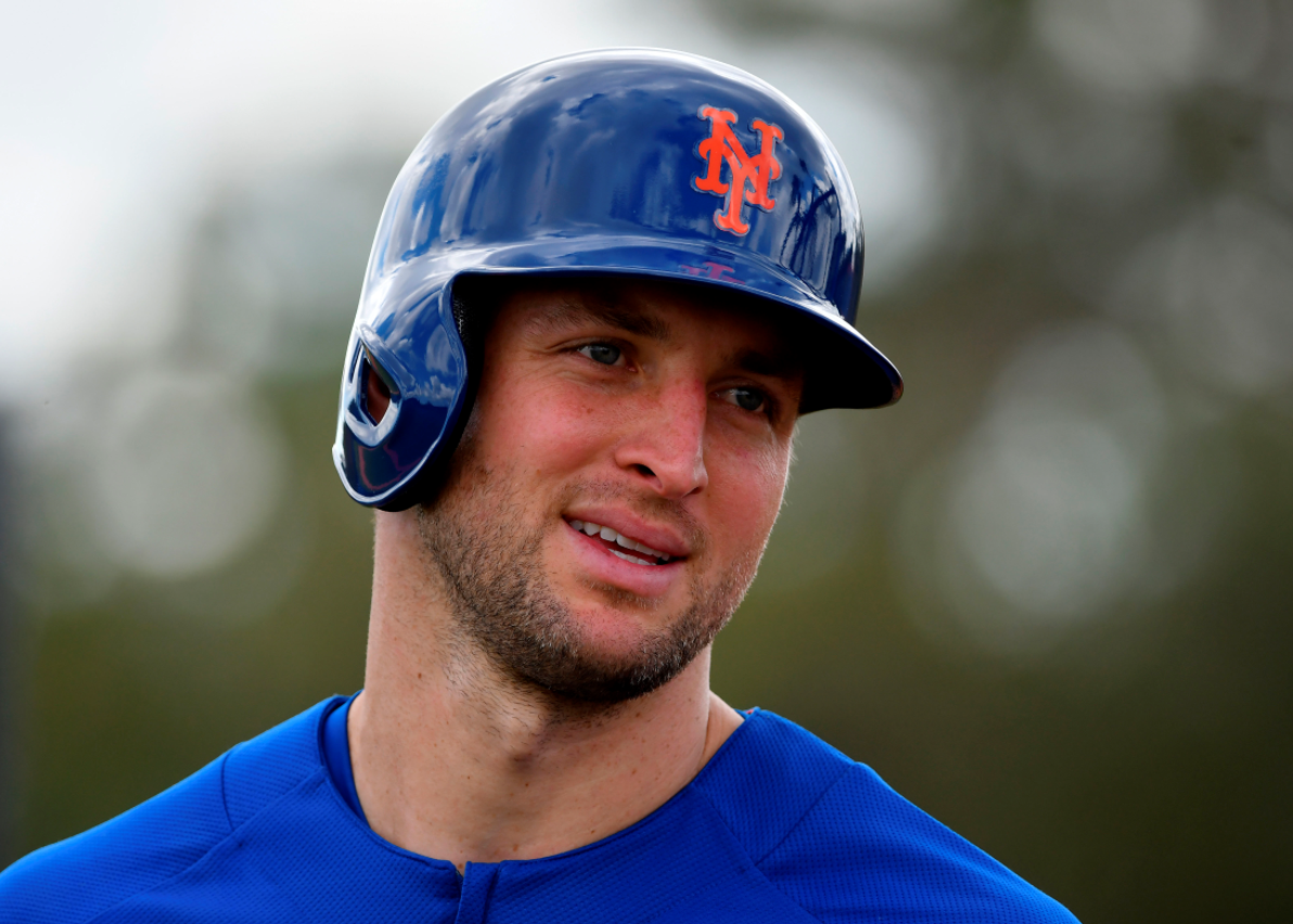 What did Tim Tebow do in a spring training game Tuesday?