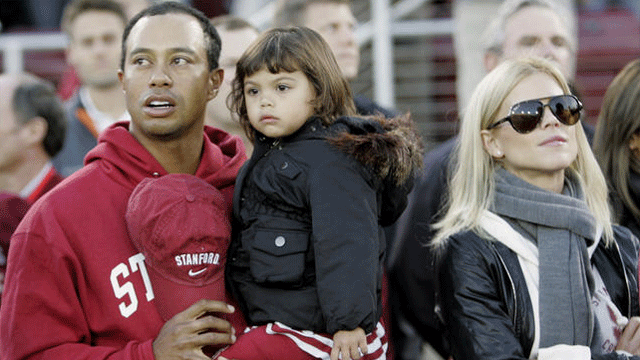 Tiger Woods, his wife Elin and their children in happier times. (AP)