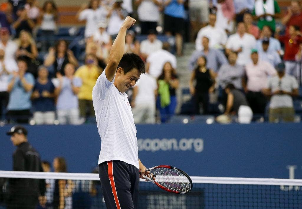 Kemenangan kedua dalam 4 jam memberi Nishikori Jepang semifinalis putra AS Terbuka pertama dalam 96 tahun