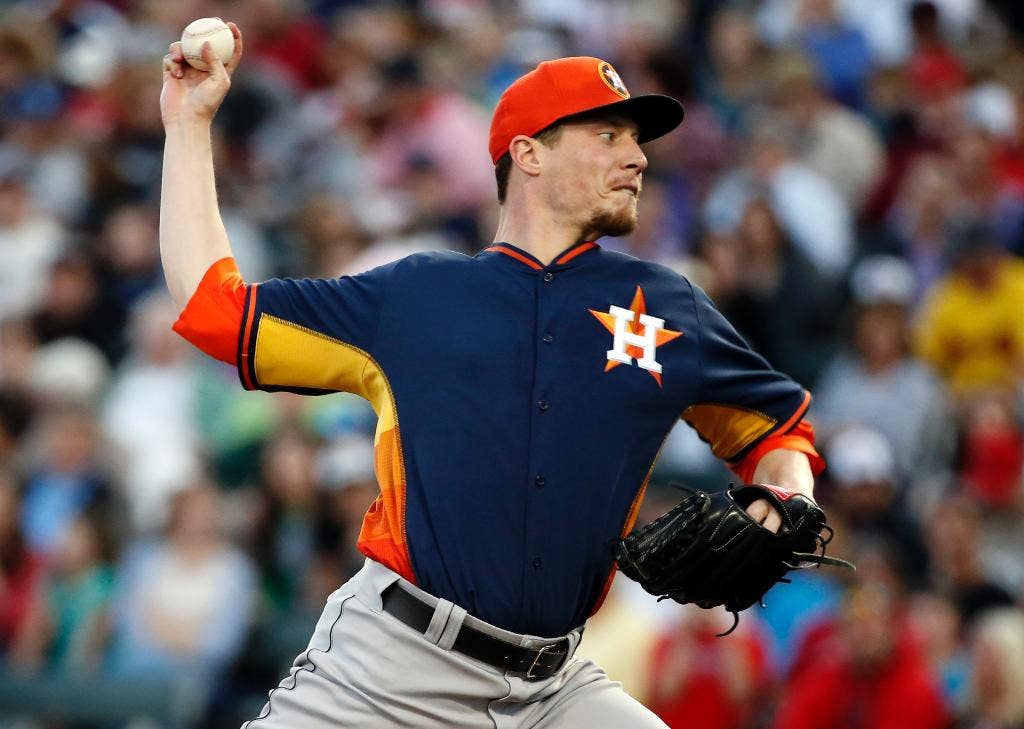 Dexter Fowler melakukan 2 kali pukulan pergelangan kaki dalam debutnya di Houston, Astros Open melompat dengan kemenangan 7-5 atas para pemberani