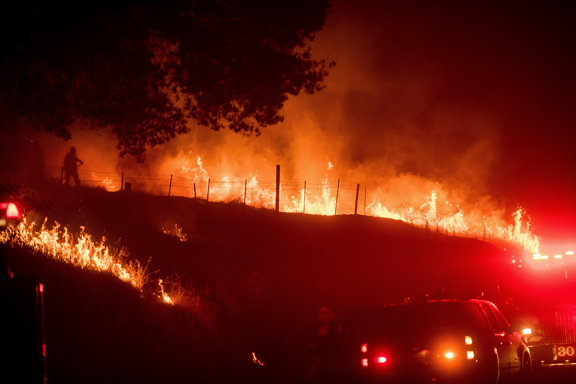 Burning новая. Wildfire near City.