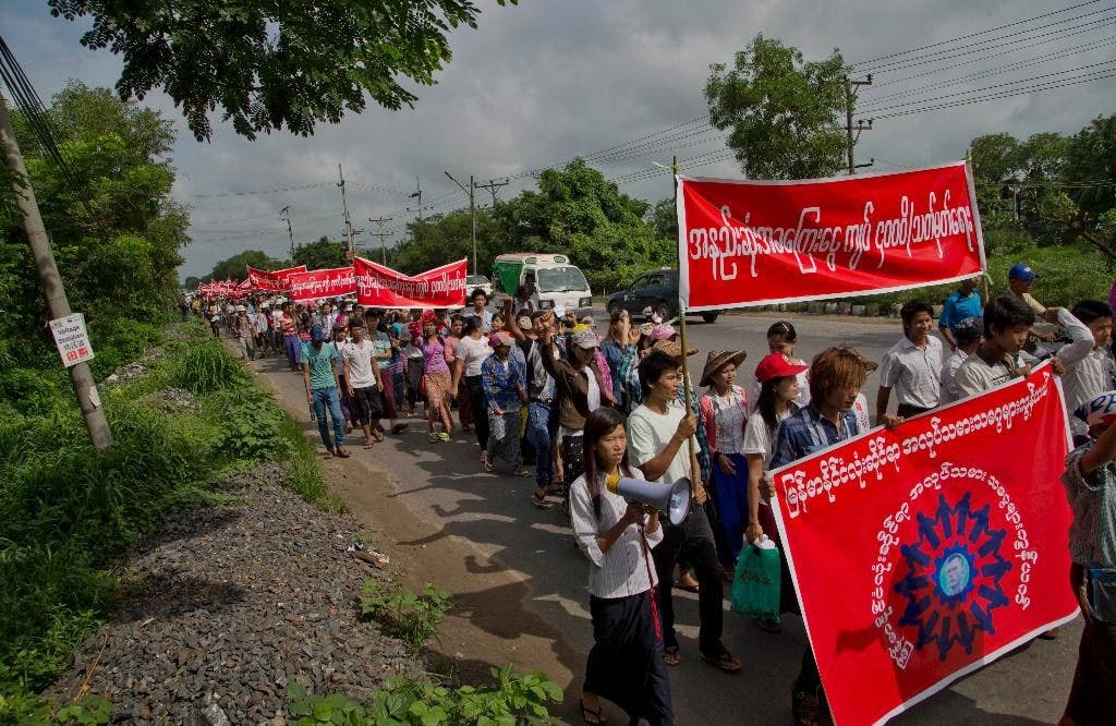 Several hundred workers in Myanmar stage protest to seek higher daily ...