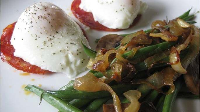 Poached Eggs with Green Bean Salad