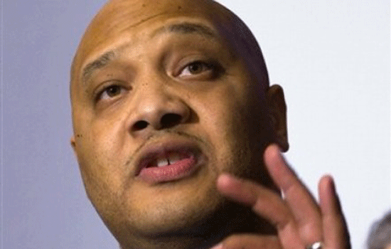 Rep. Andre Carson, D-Ind. , speaks at a press conference about standing shoulder to shoulder against extremism of all kinds, a reaction to the House Homeland Security hearing, on Capitol Hill in Washington on Thursday, March 10, 2011.