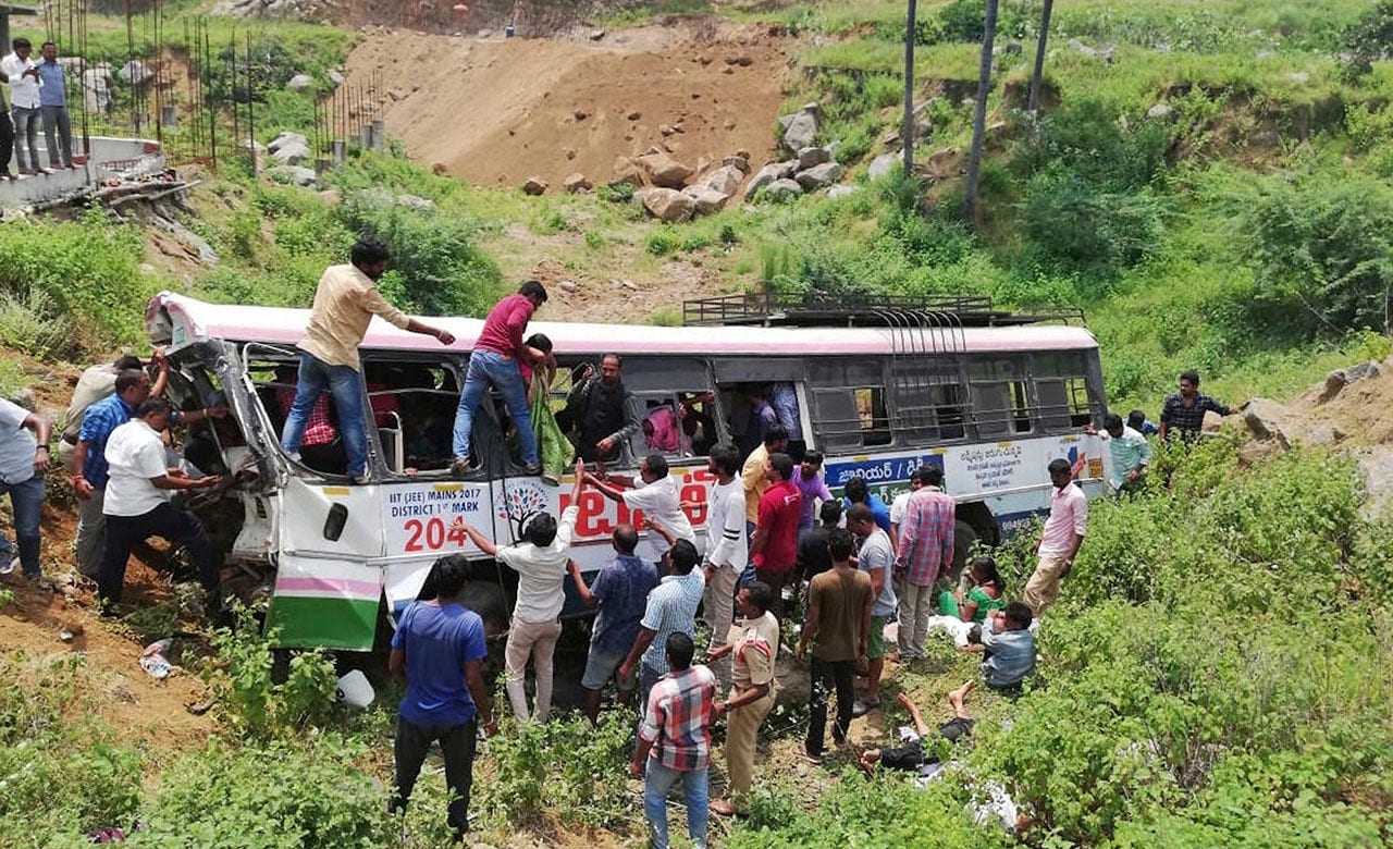 Bus carrying Hindu pilgrims crashes in south India killing at least 55 ...