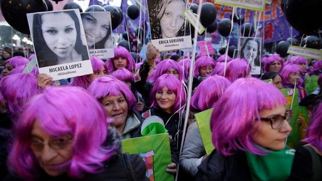 Demonstrators take to streets of Buenos Aires to protest violence against women