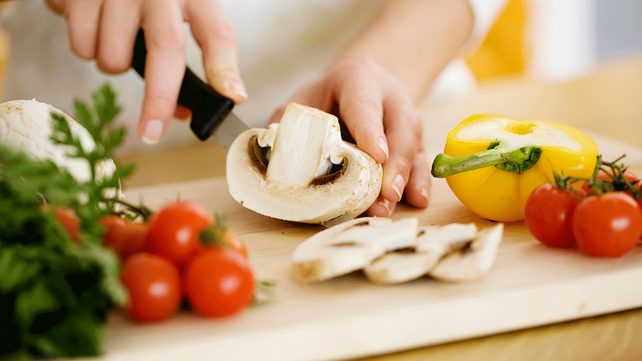 chopping vegetables