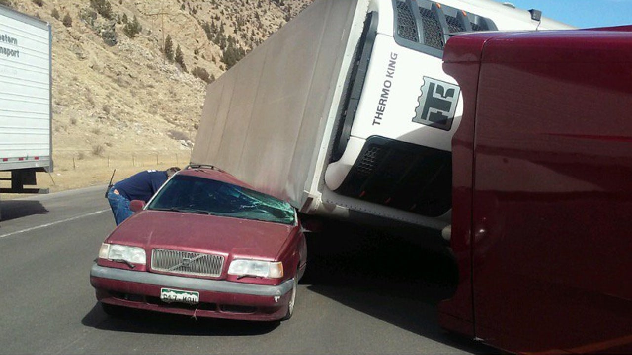 Truck Flips Onto Car On Colorado Interstate During High Winds | Fox News