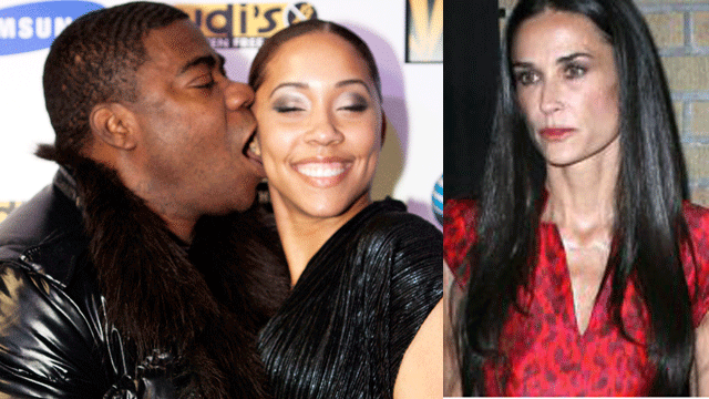 Tracy Morgan and his girlfriend on the red carpet shortly before he was hospitalized for exhaustion. Demi Moore went to the ER with the same explanation a few days later.