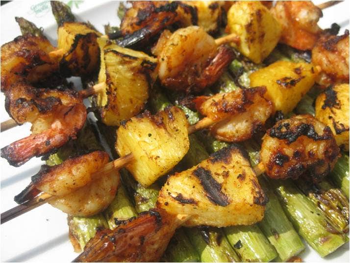 Recipe: Spanish Grilled Shrimp over Asparagus