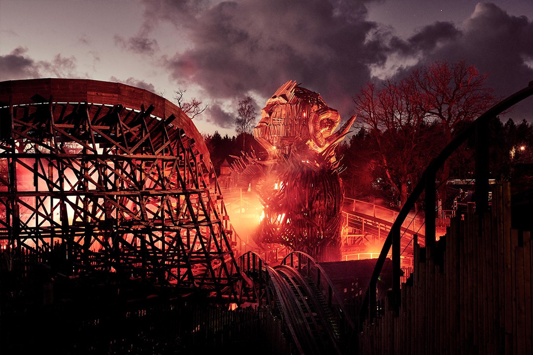 New Wicker Man wooden roller coaster bursts into flames mid ride