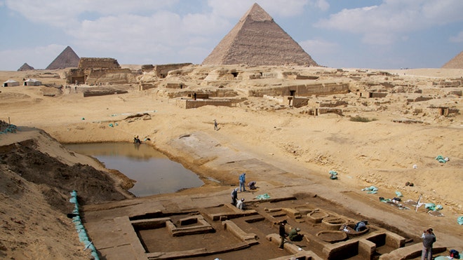 Ruins of bustling port unearthed at Egypt's Giza pyramids