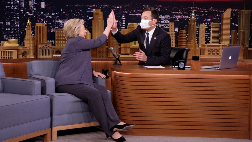 Jimmy Fallon dons surgical mask to greet Hillary Clinton | Fox News