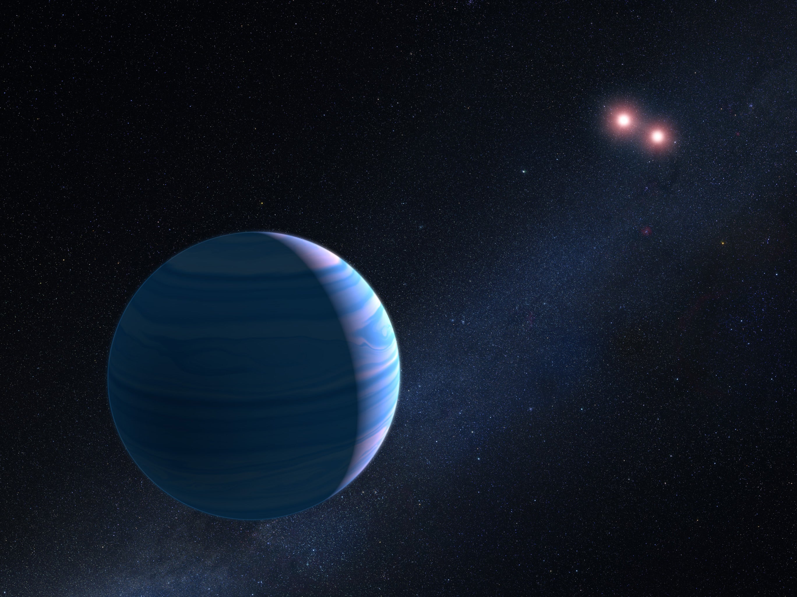 Scientists discover a large planet orbiting two stars