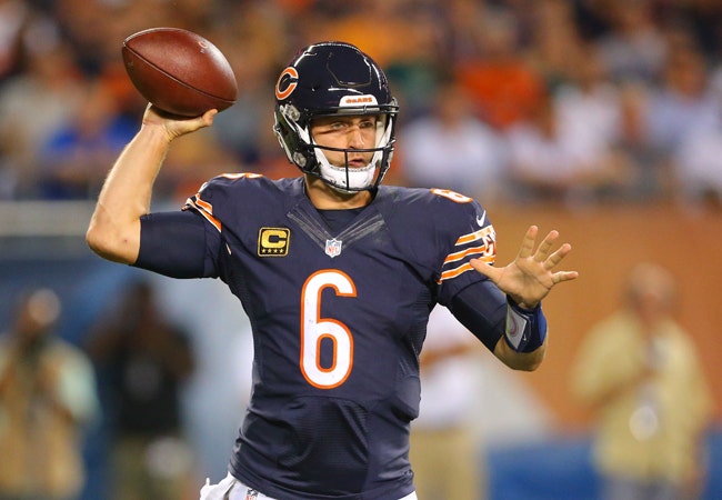 Chicago Bears quarterback Jay Cutler (6) throws before an NFL