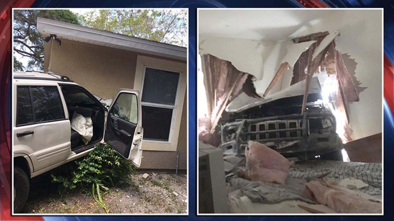 Suspects flee after crashing stolen Jeep into Florida home | Fox News