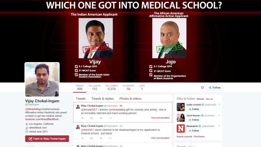 Saudara laki-laki Mindy Kaling berpura-pura menjadi orang Afrika-Amerika untuk masuk ke sekolah medis