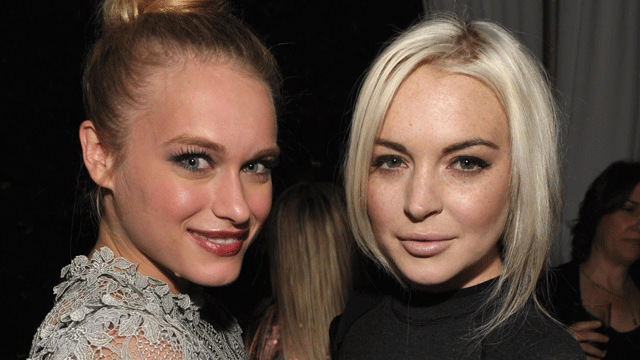 Lindsay Lohan and actress Leven Rambin at the Weinstein Co. party at the Chateau Marmont.