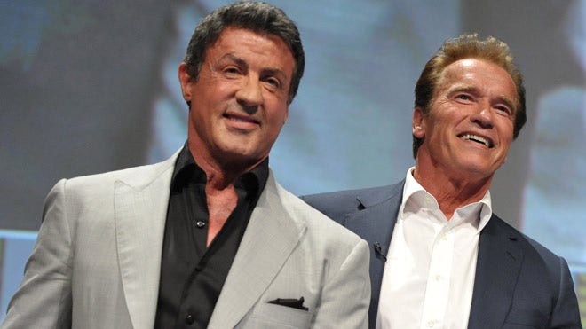 Sylvester Stallone and Arnold Schwarzenegger trade jabs at 'Expendables ...