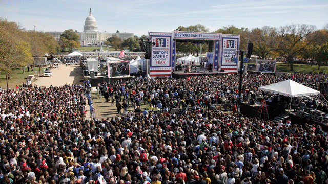 The crowd gets warmed up