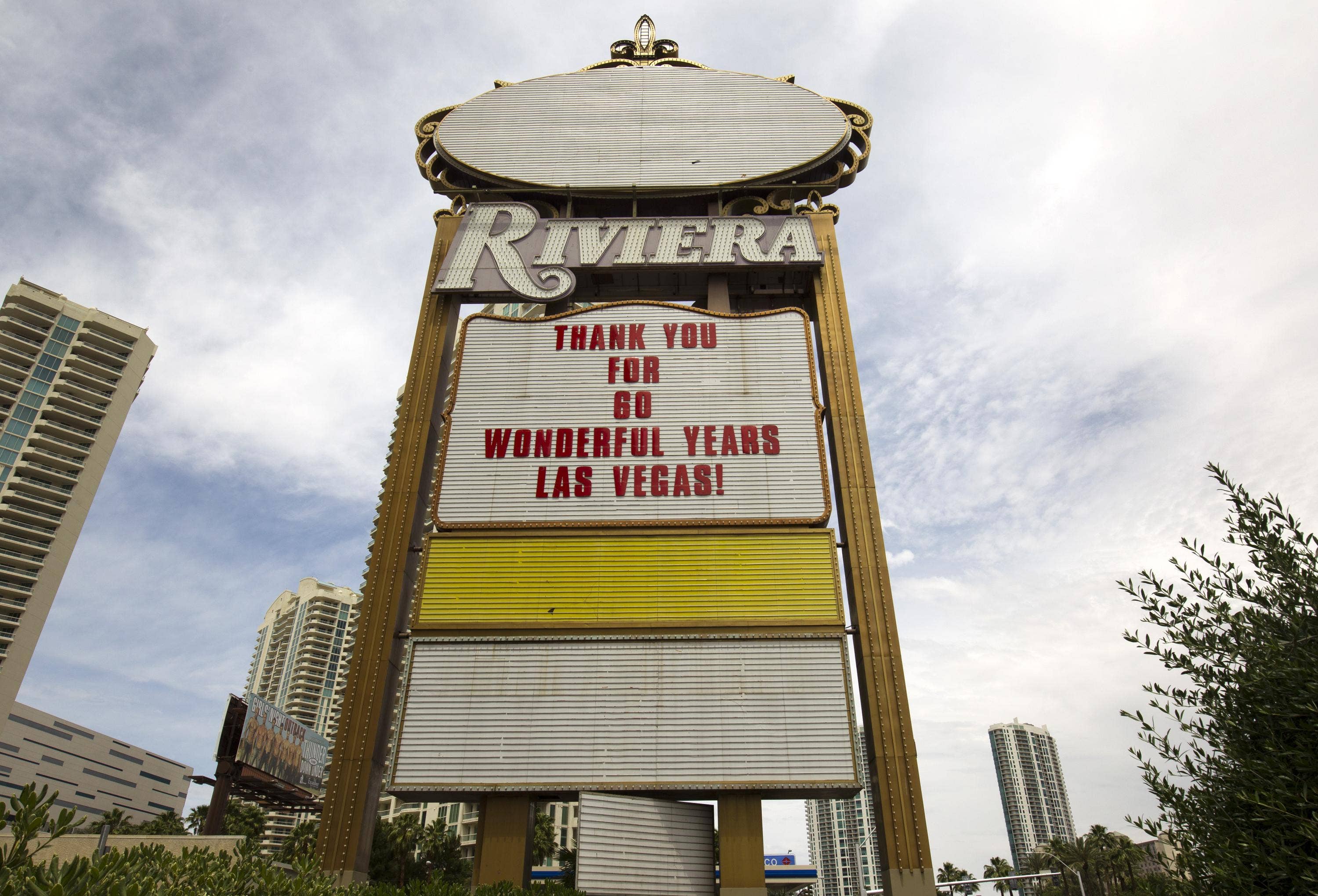 Riviera Casino Hotel sign removal in Las Vegas