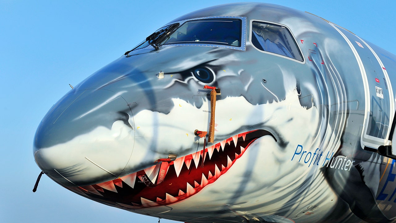 Embraer's shark-themed jet has no middle seats | Fox News