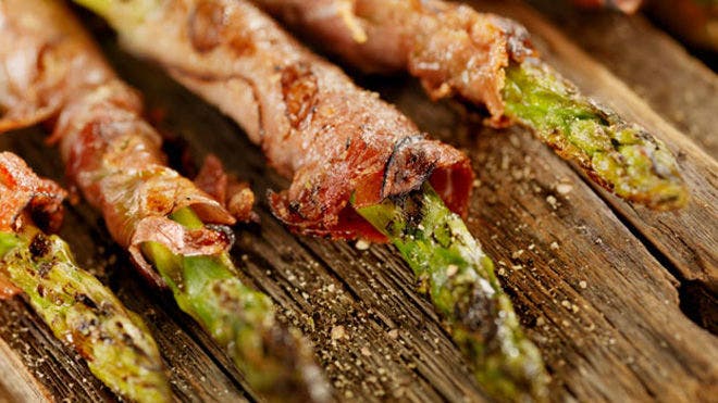 Bacon and Eggs Over Asparagus