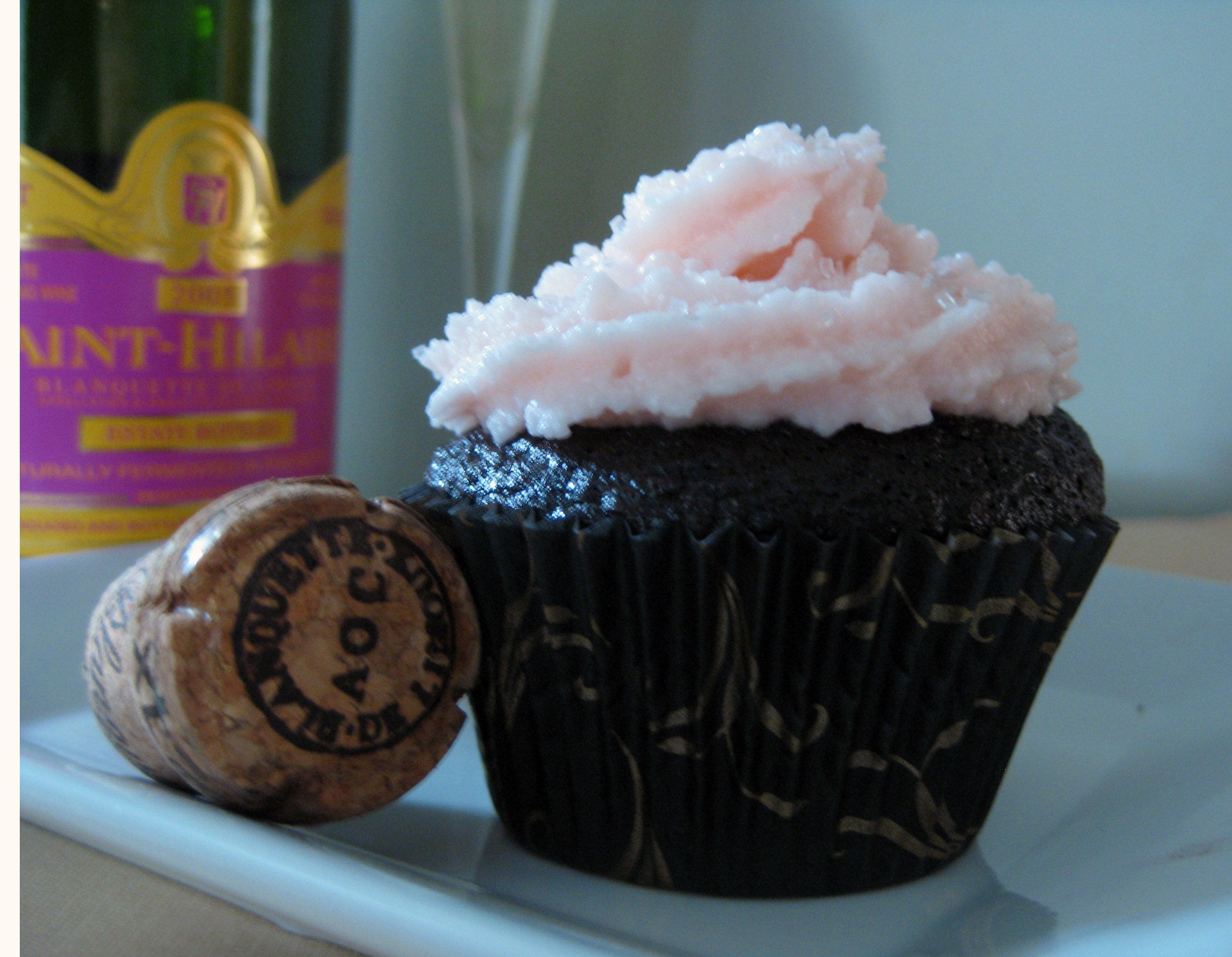 Dark Chocolate Champagne Cupcakes