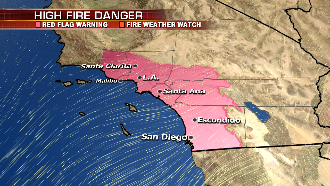 Fire conditions in Southern California remain extreme; snow develops ...