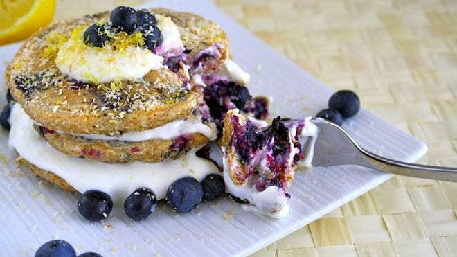 Lemon Blueberry Coconut Pancakes