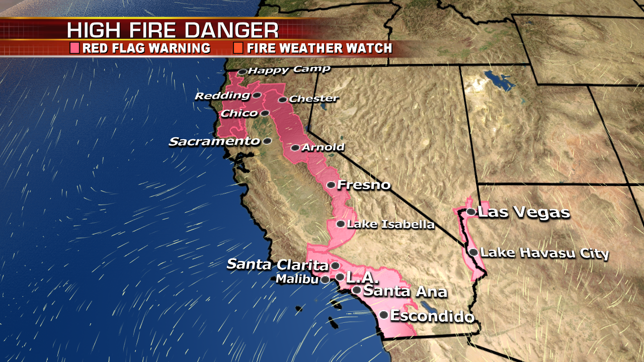 Fire conditions elevated across Northern California; wintry system ...