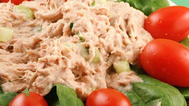 Lemony Tuna Salad on Cucumber Slices