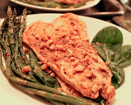 Broiled & Blackened Chicken with Crushed Peanuts