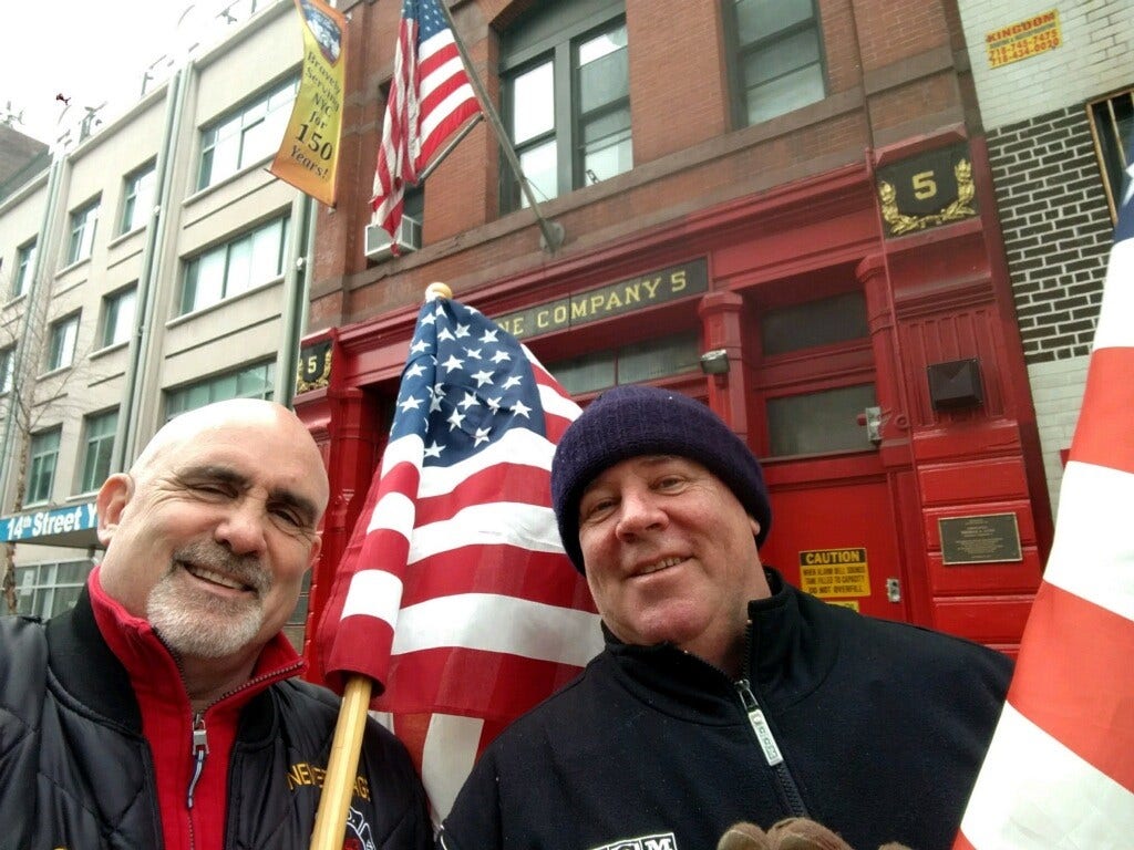 Retired 9/11 first responders honor vandalized American flag in New ...