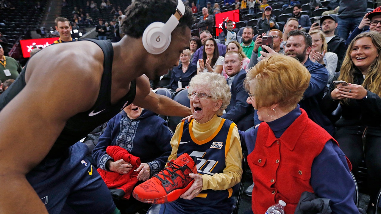 Utah Jazz star Donovan Mitchell gifts autographed shoes to 102-year-old superfan