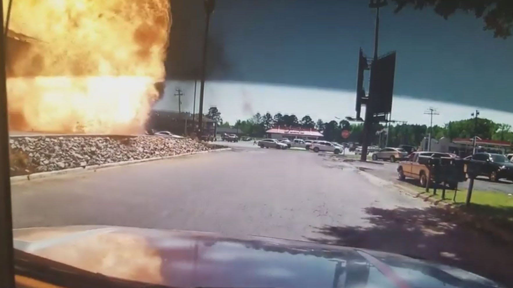 Truck explodes in Burger King drive-thru