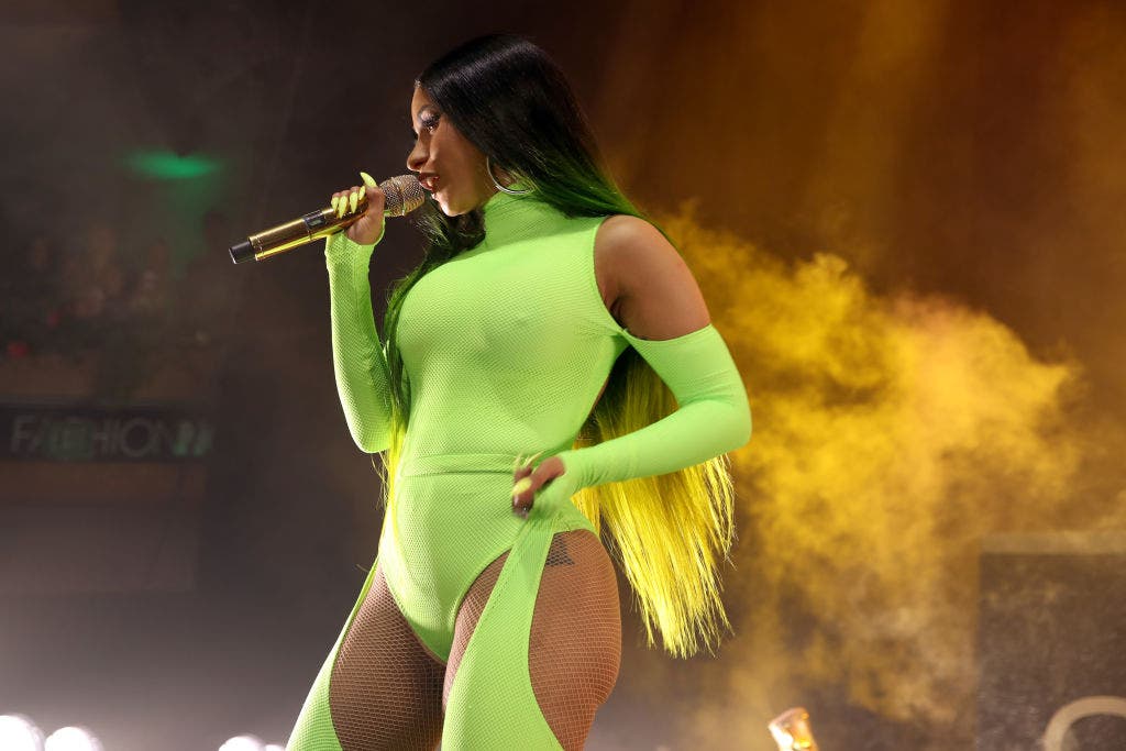 Cardi b yellow 2025 suit fashion nova