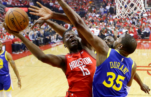 Rockets even series with Warriors, Harden scores 38