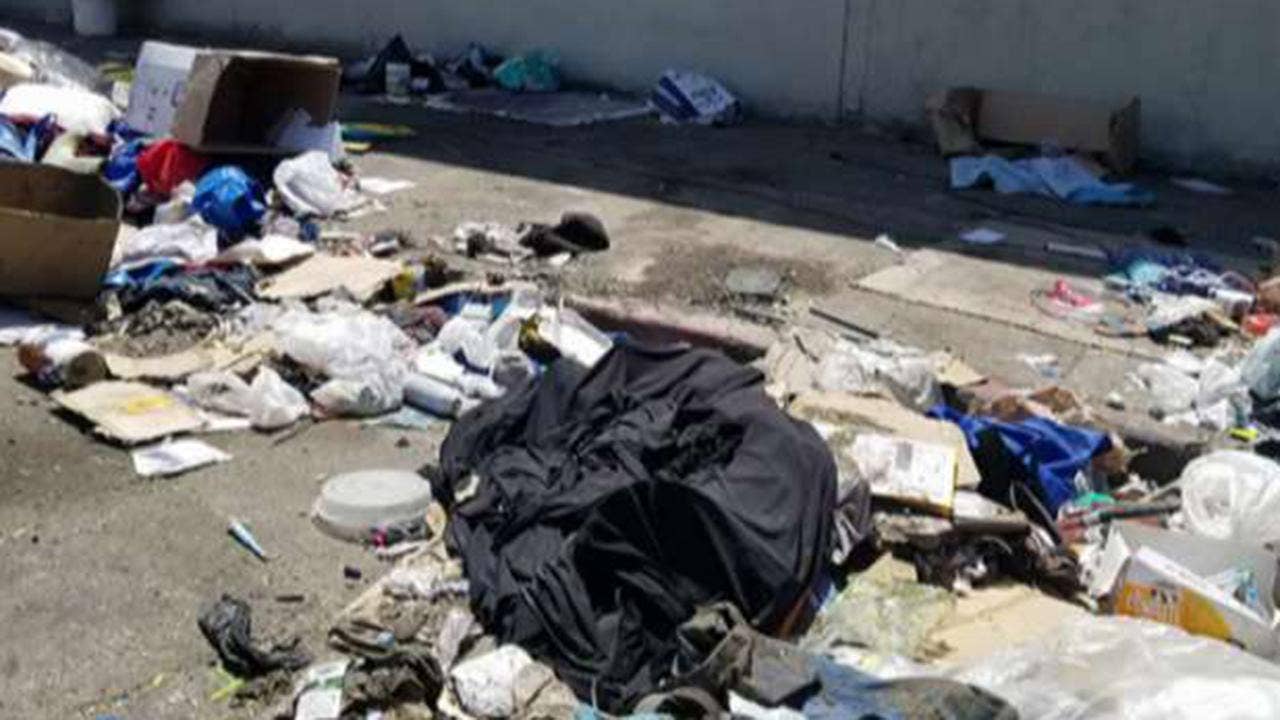 Trash heaps in downtown Los Angeles continue growing months after