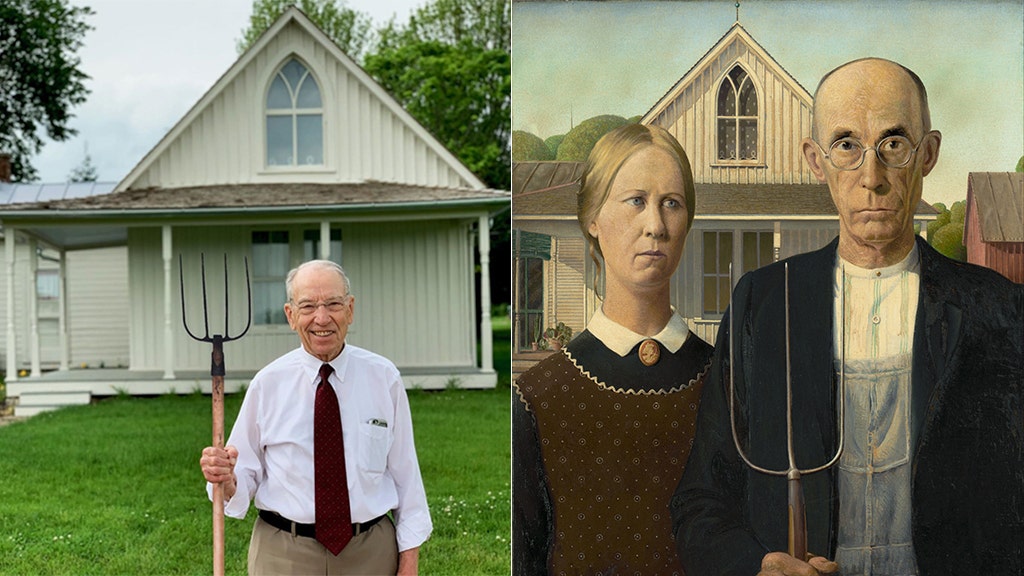 Chuck Grassley, R-Ia. recreated the famous 1930s painting American Gothic o...
