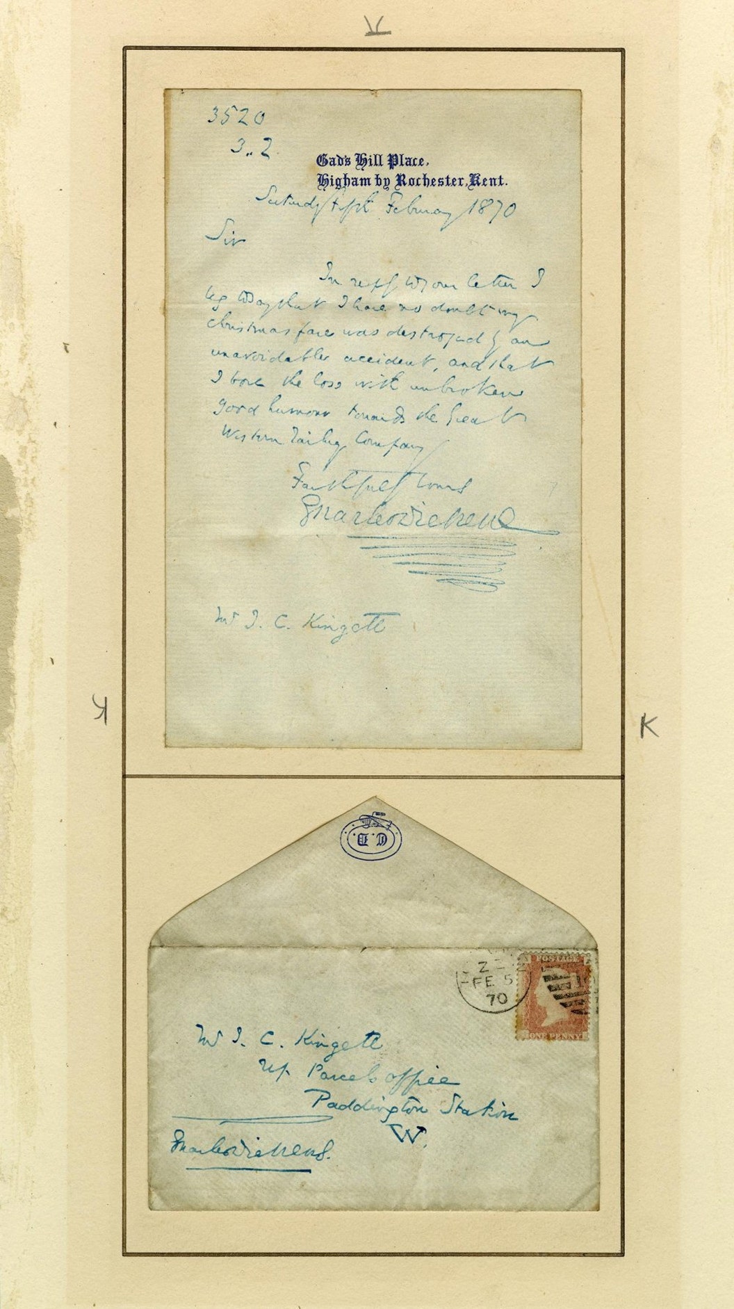 FOBO - Charles Dickens: Letter Written the Day before His Death