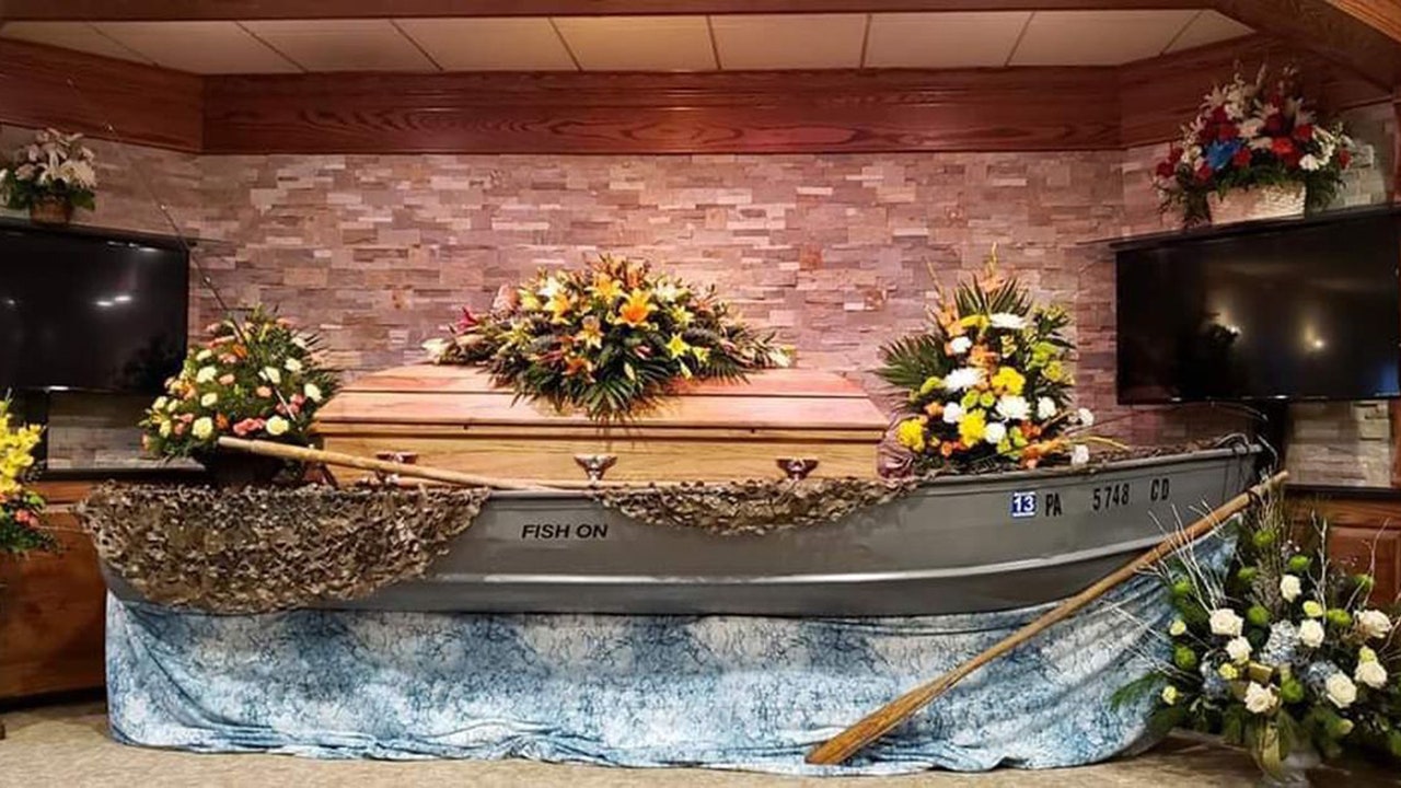 Fishing Memories Casket Spray