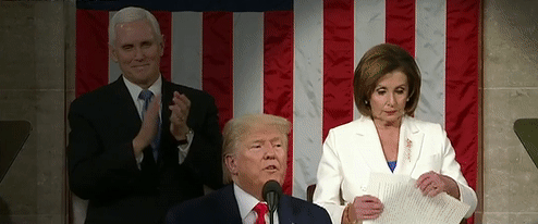 SOTU tear: House Speaker Nancy Pelosi, D-Calif., made headlines around the world by tearing up a copy of President Trump's State of the Union once he finished his address Tuesday night, but that moment was just one example of how Pelosi made her disdain for the president known for all to see.