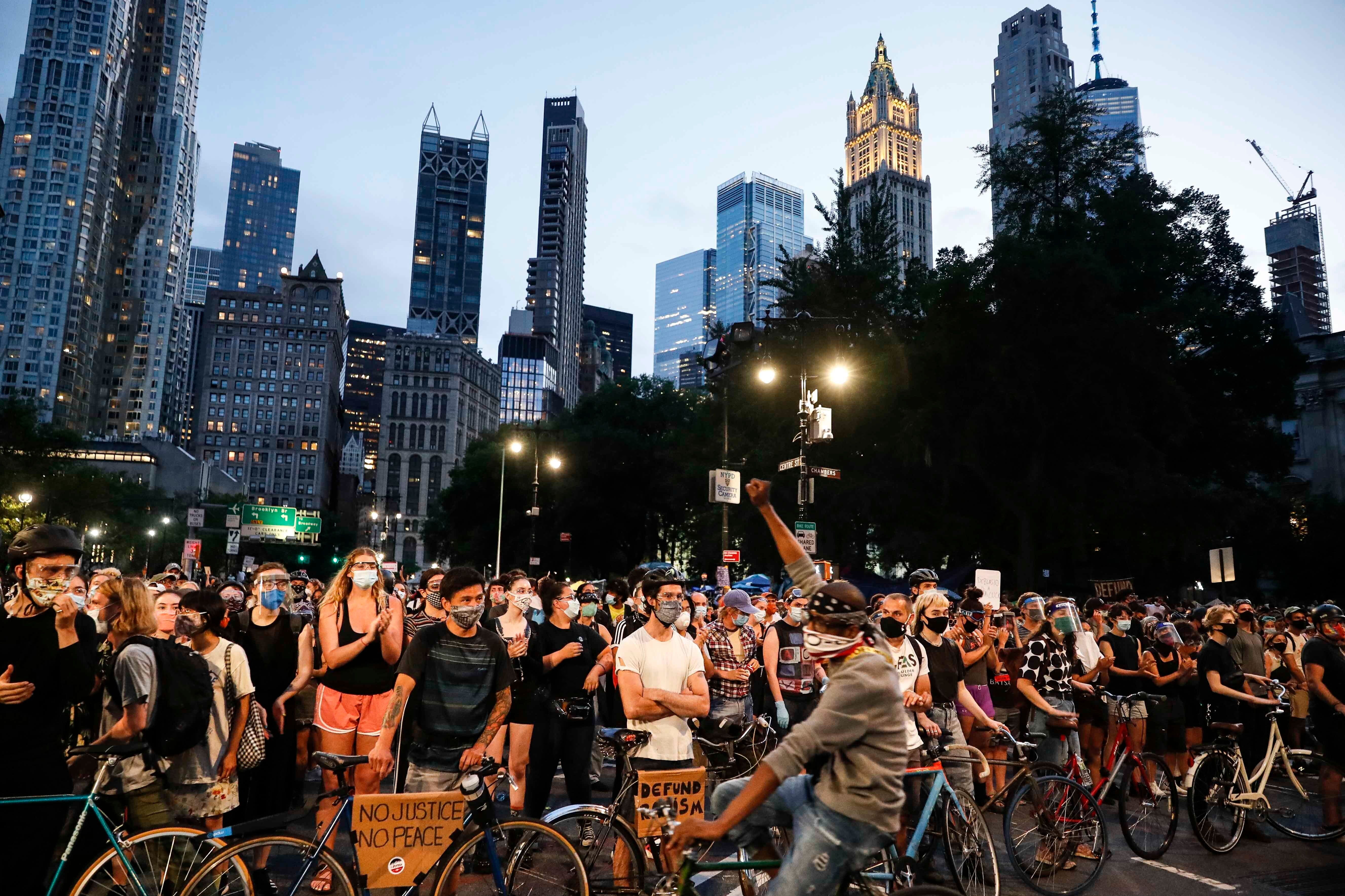 New York City protesters seen 'occupying' outside City Hall