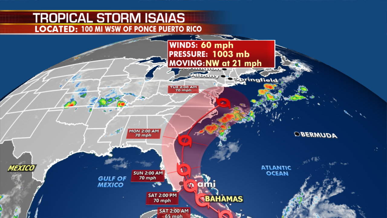 Tropical Storm Isaias Slamming Puerto Rico As Track Shifts To Floridas East Coast Fox News 