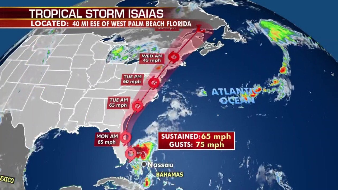 Tropical Storm Isaias lashes Florida's east coast, no longer expected ...