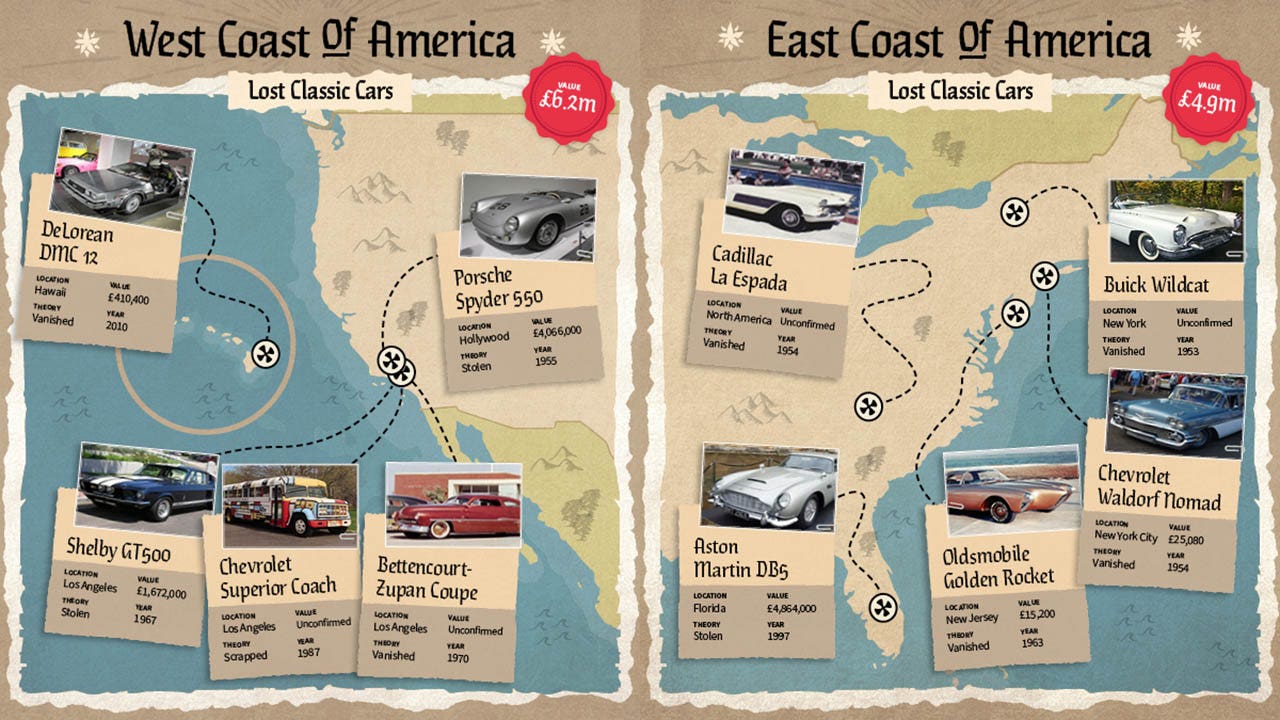 $200 million treasure map shows last location of famous missing cars