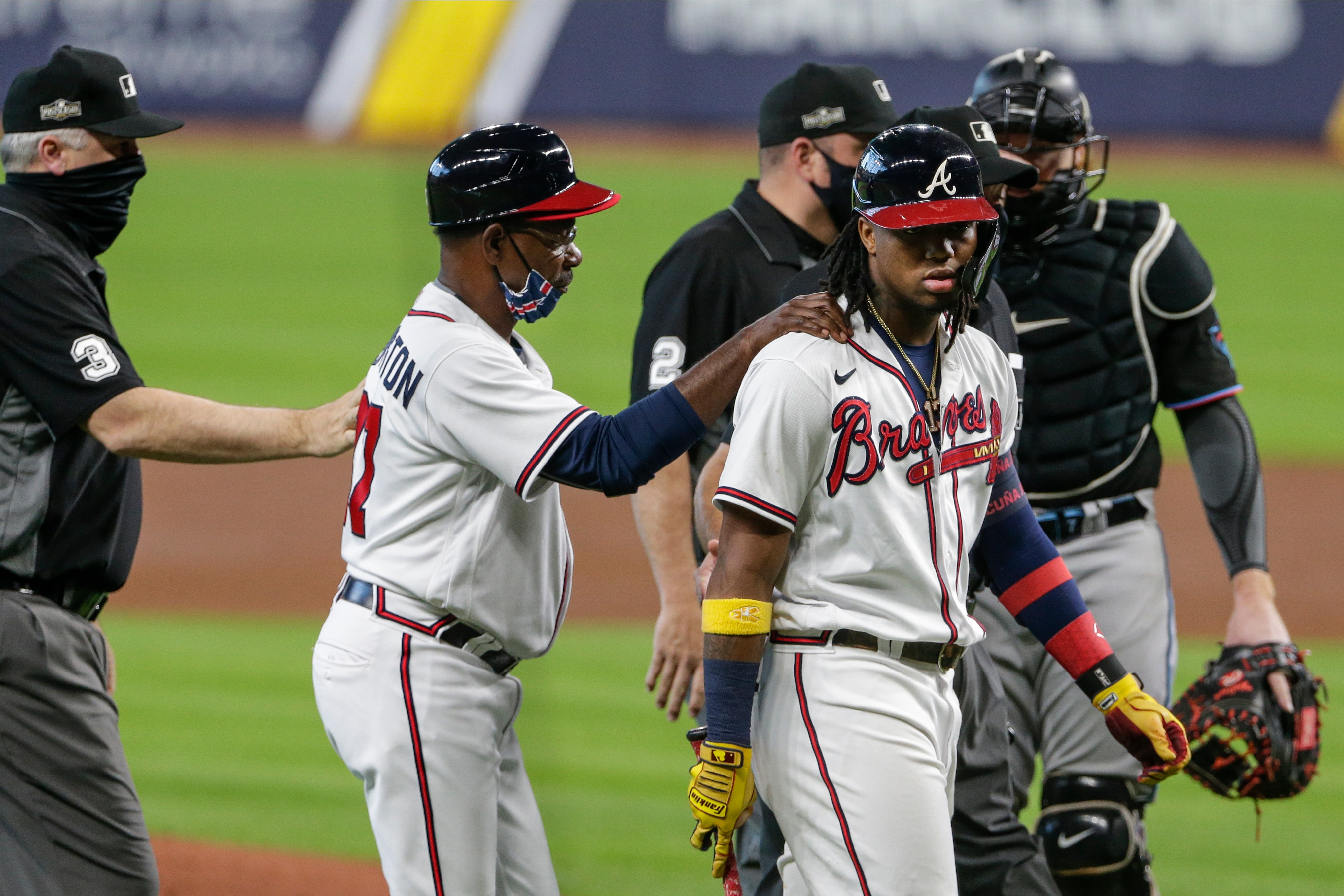 Ronald Acuna Jr. resumes HR run vs. Marlins, gets plunked again